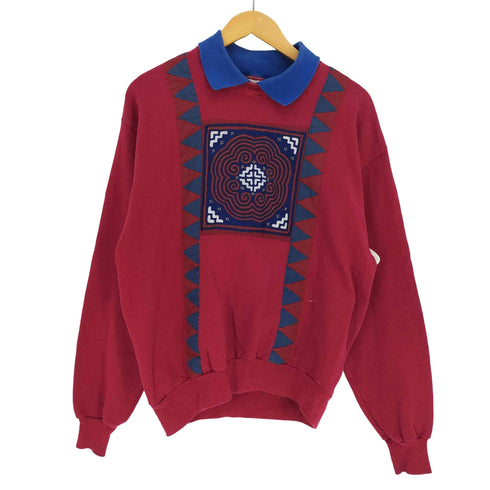 ジャージーズ JERZEES 90S USA製プルオーバー スウェット ポロ ステッチデザイン 綿ポリ メンズ import:M