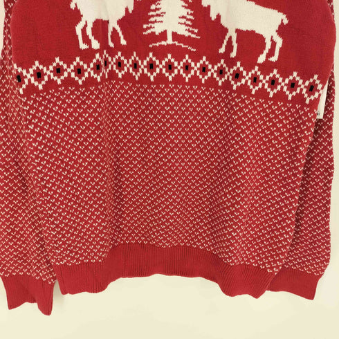 総柄 トナカイ ハーフジップ ニット セーター メンズ LT