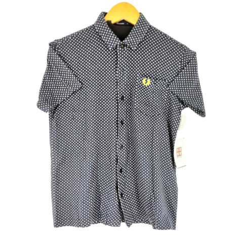 フレッドペリー FRED PERRY 月桂樹 ロゴ刺繍 ドット柄 S/S シャツ メンズ import:S