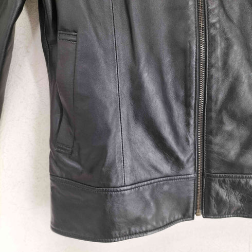 ナチュラルビューティーベーシック NATURAL BEAUTY BASIC lamb leather ラムレザーシングルライダースジャケット レディース L