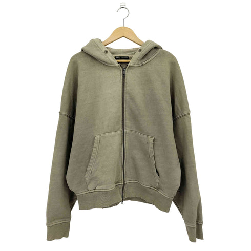 ザラ ZARA ダメージ加工 オーバーサイズ ダブルジップ パーカー メンズ import:XL