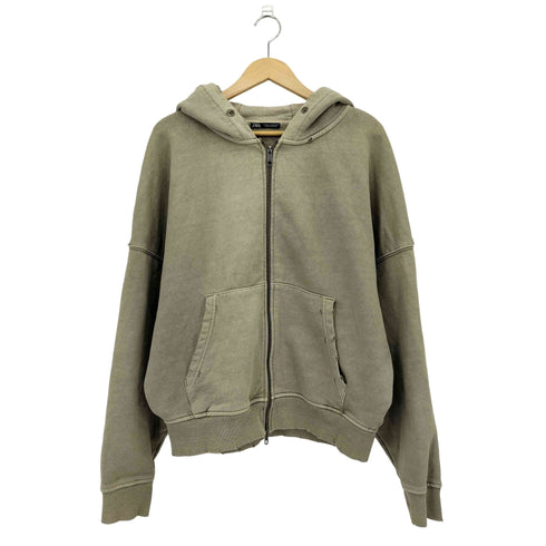 ザラ ZARA ダメージ加工 オーバーサイズ ダブルジップ パーカー メンズ import:XL
