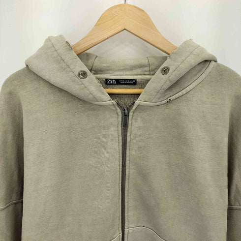 ザラ ZARA ダメージ加工 オーバーサイズ ダブルジップ パーカー メンズ import:XL