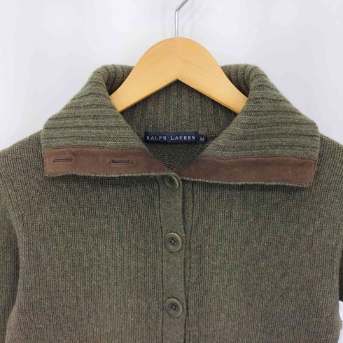 ラルフローレン RALPH LAUREN カシミヤウール スウェード エルボーパッチ ニット カーディガン レディース import:M