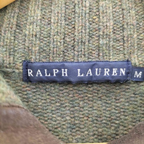 ラルフローレン RALPH LAUREN カシミヤウール スウェード エルボーパッチ ニット カーディガン レディース import:M