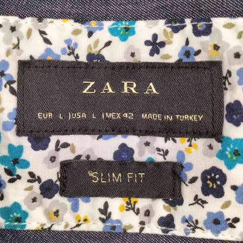 ザラ ZARA SLIM FIT 花柄 L/S BDシャツ メンズ import:L