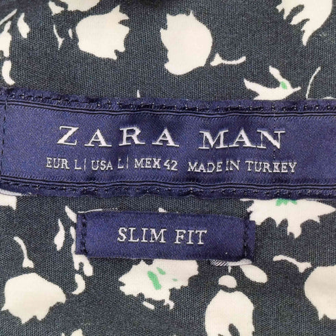 ザラ ZARA SLIM FIT 花柄 L/S シャツ メンズ import:L