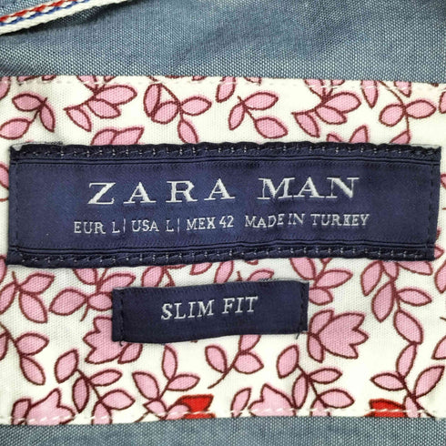 ザラ ZARA SLIM FIT 花柄 L/S シャツ メンズ import:L
