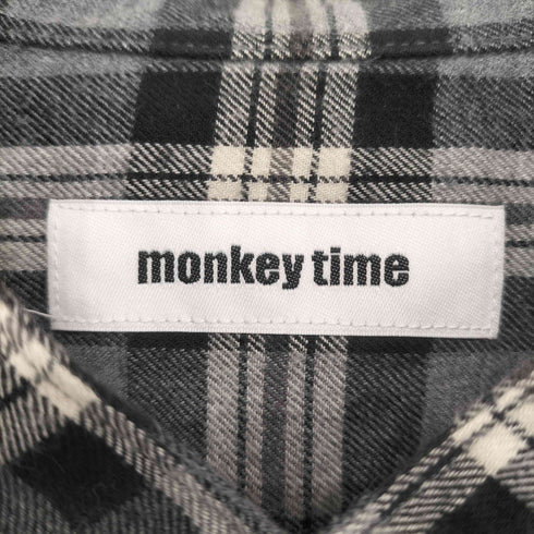 モンキータイム MONKEY TIME バンドカラー チェックロングシャツ メンズ JPN:L