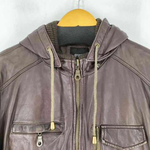 GROSSO フーデッド ラムレザージャケット レディース import:M