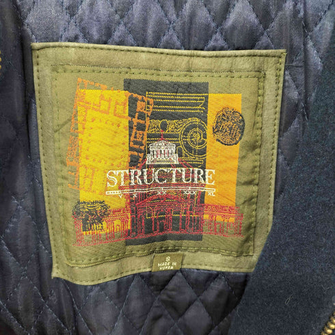 ストラクチャー STRUCTURE 90s 裏地キルティング レザー切替 ウール ジップアップ ブルゾン メンズ import:S