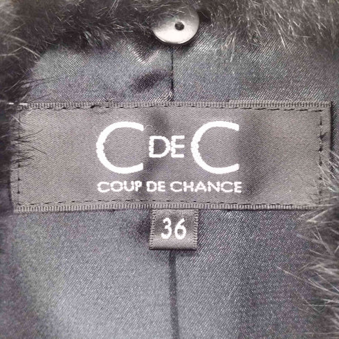 クードシャンス COUP DE CHANCE ラビットファー カシミヤ混 ロゴ刻印ボタン チェスターコート レディース JPN:36