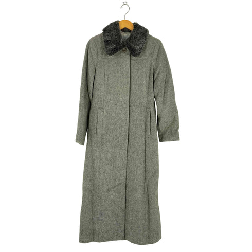 フェイクファー アルパカ混 シャギーウールロングコート レディース