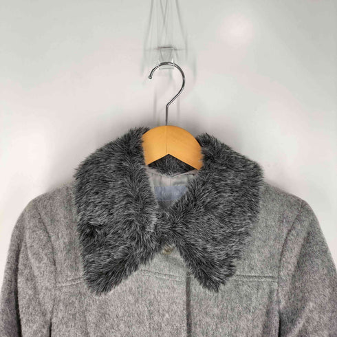 フェイクファー アルパカ混 シャギーウールロングコート レディース