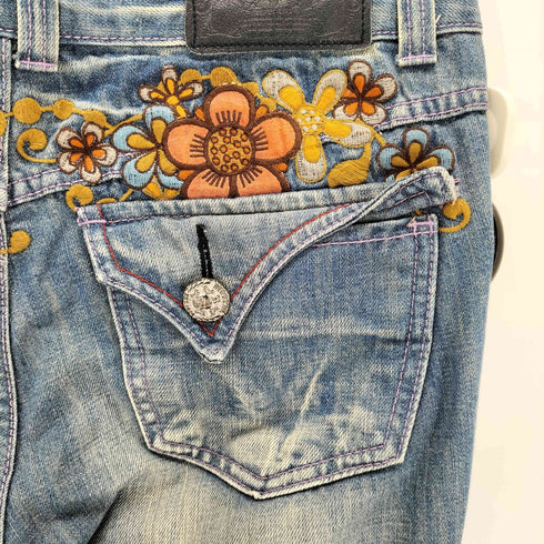 RIOBERA VINTAGE 刺繍デザインローライズデニム Y2K グランジ レディース 28