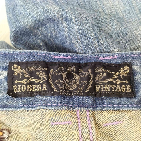 RIOBERA VINTAGE 刺繍デザインローライズデニム Y2K グランジ レディース 28