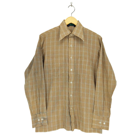ヴァンヒューゼン VAN HEUSEN 70s 襟芯 チェックシャツ メンズ M