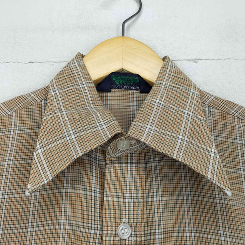 ヴァンヒューゼン VAN HEUSEN 70s 襟芯 チェックシャツ メンズ M