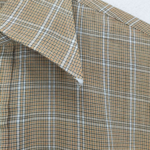 ヴァンヒューゼン VAN HEUSEN 70s 襟芯 チェックシャツ メンズ M