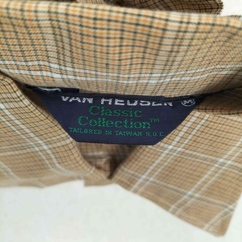 ヴァンヒューゼン VAN HEUSEN 70s 襟芯 チェックシャツ メンズ M