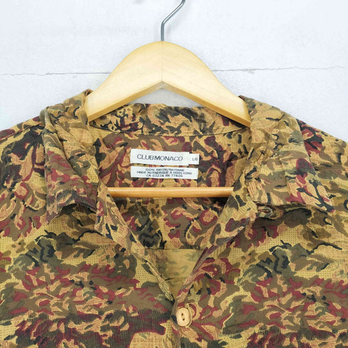 CLUBMONACO 総柄フラップポケットレーヨンシャツ メンズ L