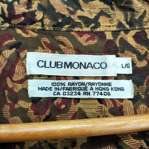 CLUBMONACO 総柄フラップポケットレーヨンシャツ メンズ L