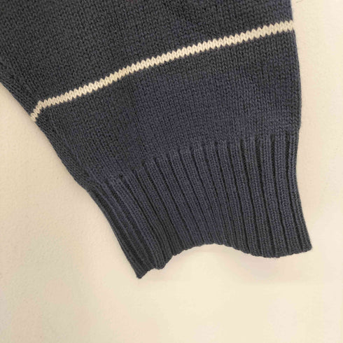 THRE3 90S ロゴ刺繍 ボーダー Vネックセーター メンズ import:L