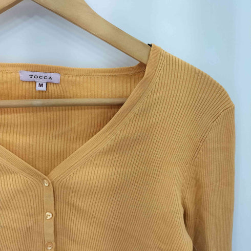 トッカ TOCCA V NECK SILK RIB Vネック シルク リブ カーディガン レディース M