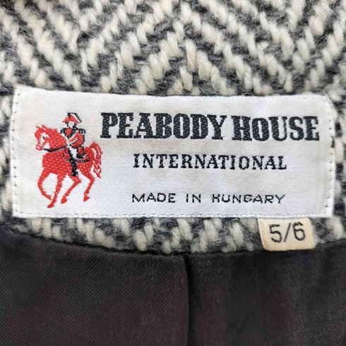 80s Vintage Peabody House ヘリンボーン センターベント ロング チェスターコート レディース 5/6