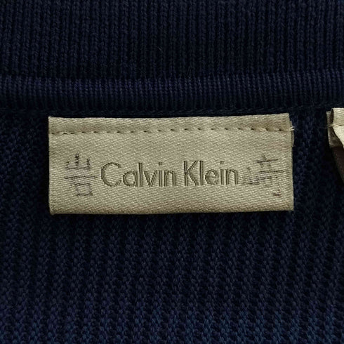 カルバンクライン CALVIN KLEIN オープンネック 畦編み コットンカーディガン メンズ import:L
