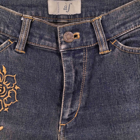 Miss ALICE Y2K 刺繍 花 裾レースアップ フレアデニムパンツ レディース JPN:1