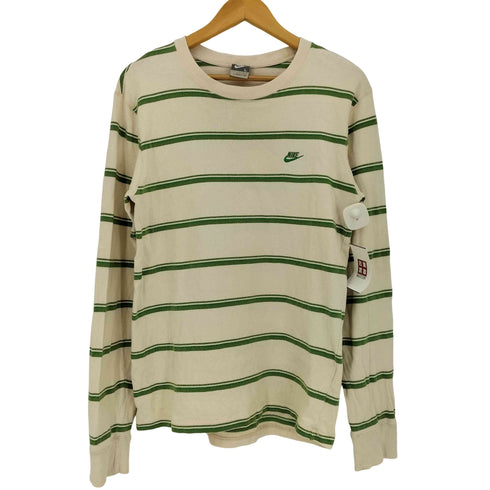 ナイキ NIKE 00s グレータグ ロゴ刺繍 ボーダー 長袖 Tシャツ Y2K メンズ import:L