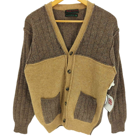 WEBB CLASSIC 80-90S シェットランドウール ラムウール 切替 Vネック ニットカーディガン メンズ import:M