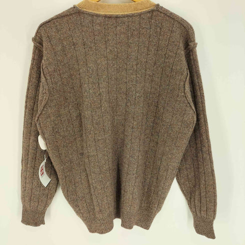 WEBB CLASSIC 80-90S シェットランドウール ラムウール 切替 Vネック ニットカーディガン メンズ import:M