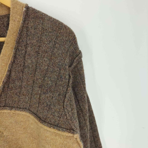 WEBB CLASSIC 80-90S シェットランドウール ラムウール 切替 Vネック ニットカーディガン メンズ import:M