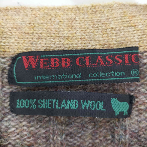 WEBB CLASSIC 80-90S シェットランドウール ラムウール 切替 Vネック ニットカーディガン メンズ import:M