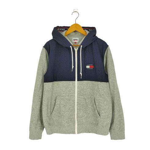 トミーヒルフィガー TOMMY HILFIGER パネルナイロン モノグラムロゴ スウェット ジップパーカー メンズ import:L