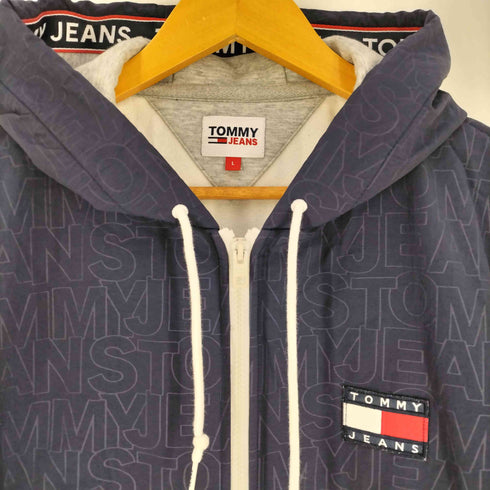 トミーヒルフィガー TOMMY HILFIGER パネルナイロン モノグラムロゴ スウェット ジップパーカー メンズ import:L