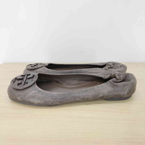 トリーバーチ TORY BURCH ロゴ ひび割れ加工 レザー バレエ シューズ フラット シューズ レディース 5M