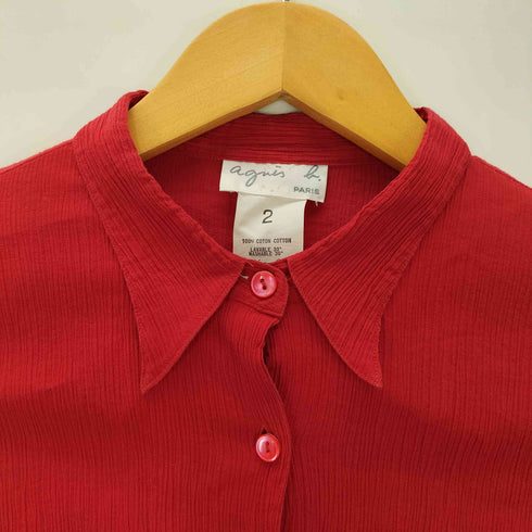 アニエスベー agnes b. PARIS 変形襟 シェイプダーツ プリーツ L/S シャツ レディース 2