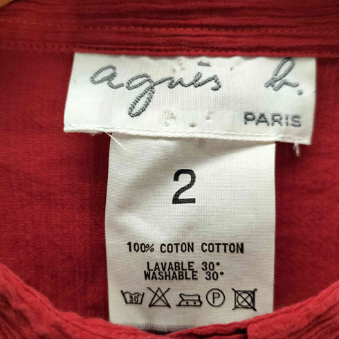 アニエスベー agnes b. PARIS 変形襟 シェイプダーツ プリーツ L/S シャツ レディース 2