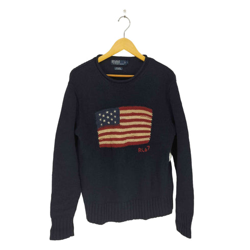 ポロバイラルフローレン Polo by RALPH LAUREN リネン混 星条旗 ニット メンズ import:S
