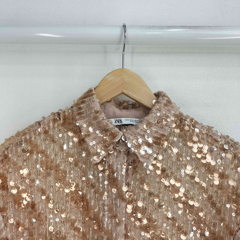 ザラ ZARA シースルー スパンコール ワンピース レディース import:XS
