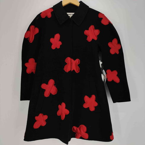 SHUSHU/TONG 19-20AW フラワー パッチ ウール ステンカラーコート レディース 6