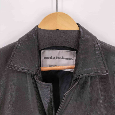 MODA ITALIANA ラムレザーオープンカラーハーフコート メンズ import:M
