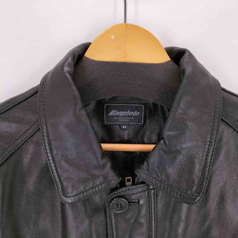 MANPHOTO 裏地キルティング レザーステンカラーハーフコート メンズ import:M
