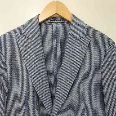 ラルディー二 LARDINI ウール ストライプ ピークドラペル 2B テーラード ジャケット メンズ 50 7REG