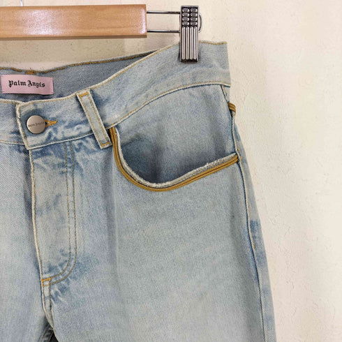 パームエンジェルス Palm Angels ダメージ加工ストレートスキニーデニムパンツ メンズ 30
