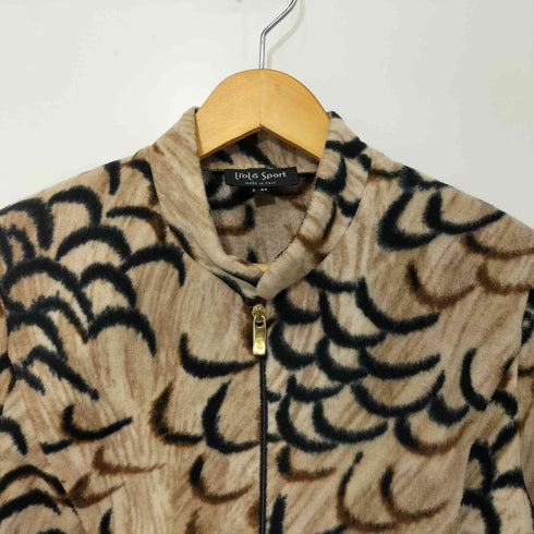 LioLa Sport 総柄 スタンドカラー フリースジップアップジャケット レディース EUR:44