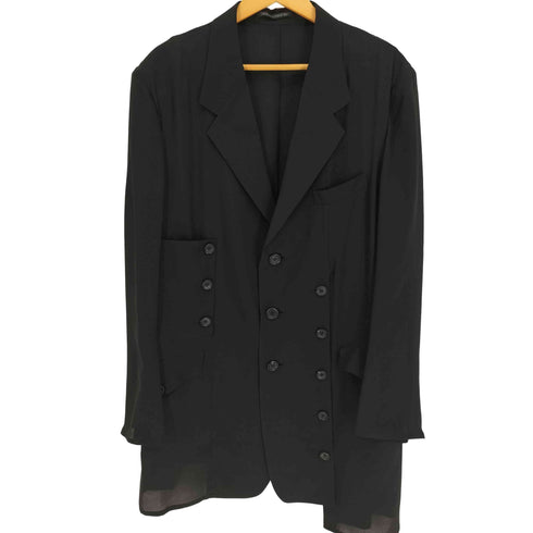 ヨウジヤマモトプールオム Yohji Yamamoto POUR HOMME 25SS 12M SILK DECINE ASYMMETRY BUTTON DETAIL JACKET メンズ JPN:3